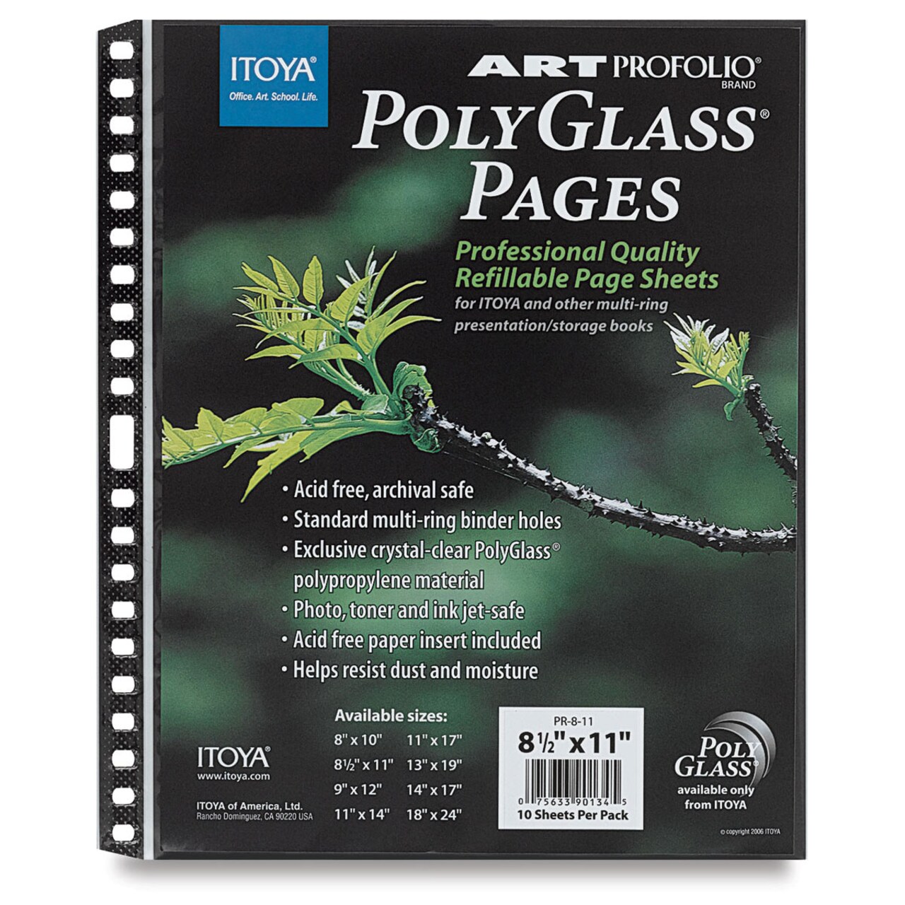Itoya PolyGlass Refill Page Pack - 11" x 8-1/2", Portrait, Pkg of 10